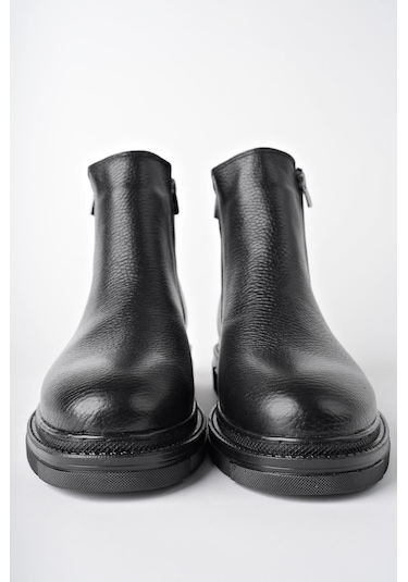 Muggo Chelsea Hakiki Deri Çift Fermuarlı Garantili Erkek Kışlık Bot 001