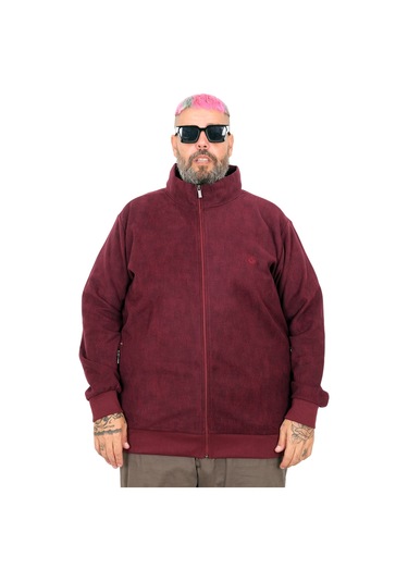 Mode Xl Erkek Büyük Beden Hırka Fermuarlı U24442 Bordo