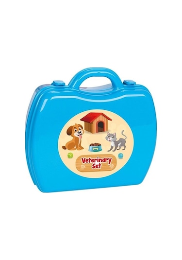 Pilsan Aksesuarlı Çantalı Veteriner Seti 21 Parça - Mavi 03 564