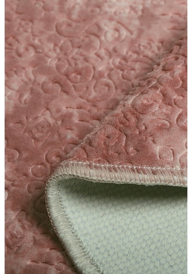 Nova Pembe Yuvarlak 120x120 Cm Banyo Halısı Kaymaz Tabanlı Makine Pembe