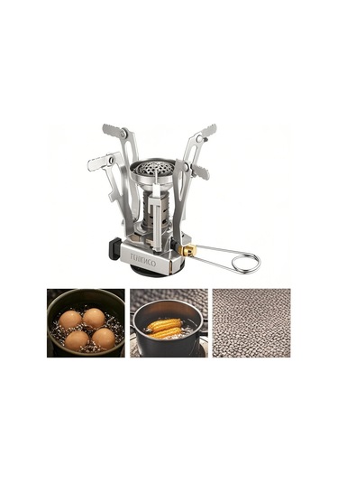 Ximistore9 Kamp Stovu Mini Taşınabilir, Elektrikli Alevle Kombine, Paslanmaz Çelik Ve Alüminyum Alaşımlı, Siyah Siyah