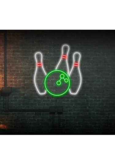 Twins Led Bowling Topu Ve Lobutu Şekilli Neon Tabela Yeşil Model:model:37653366