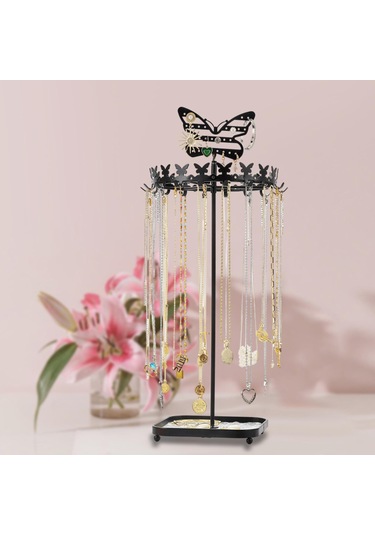 Homyl Takı Organizatör Ekran Metal Tutucu Kolye Küpe Bileklik Siyah