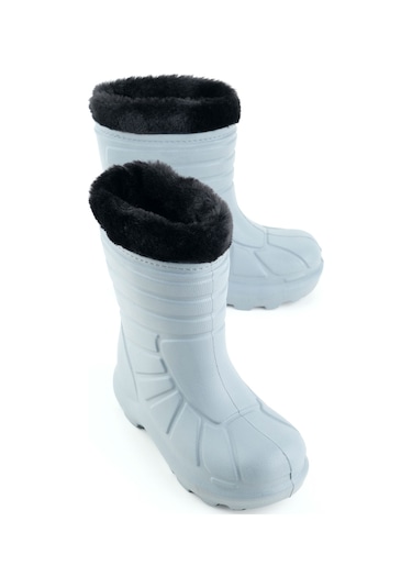 Gezer Erkek Çocuk Kışlık Eva İçi Sıcak Astarlı Rahat Taban Yağmur Bot Çizme Gri