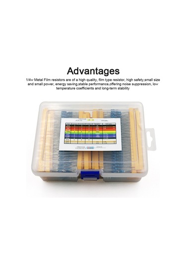 Yifomall 2600 Adet 1/4w Metal Film Direnc Seti, 130 Farklı Sık Kullanılan Değer, 1% Hassasiyetli, Elektronik Projeler İçin Kutulu Tam Seri