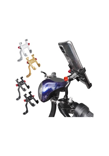 Qingmipy Motor Elektrikli Bisiklet İçin Alüminyum Telefon Tutucu, Geribakış Aynası Tipi, 360 Döner, 55-95mm Genişlik, Siyah Sjj-299e