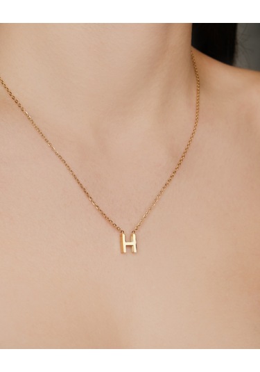 Lekka Design Kadın Kararmaz Çelik Takı H Harf Kolye Altın