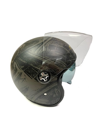 Citycoco Grafiti Desenli Çift Vizörlü Motosiklet Yarım Açık Kask