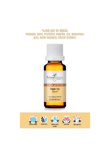 Intense Natural Argan Yağı Soğuk Sıkım 20 ML