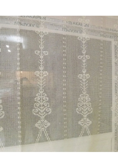 Buldan Tül Perde El Işi Dantelli Naturel Makrome Palmiye Desen(19 (472283636)