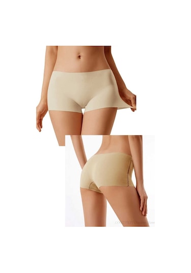 Royaleks Kadın Dikişsiz Görünmez Iz Yapmaz Mini Şort Boxer Siyah-Beyaz-Ten 3 Adet Çok Renkli