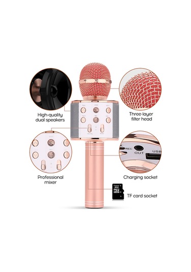 Geeksen Siyah Kablosuz Mikrofon, Bluetooth, Canlı Yayın Ve Karaoke İçin, 1200mah Batarya, 4ω 4w Hoparlör, 150-20khz Frekans Aralığı