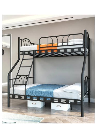 Missidea İmaj 3 Kişilik Ebeveyn 3'lü Metal Ranza Siyah 90x190 Cm 90 x 190