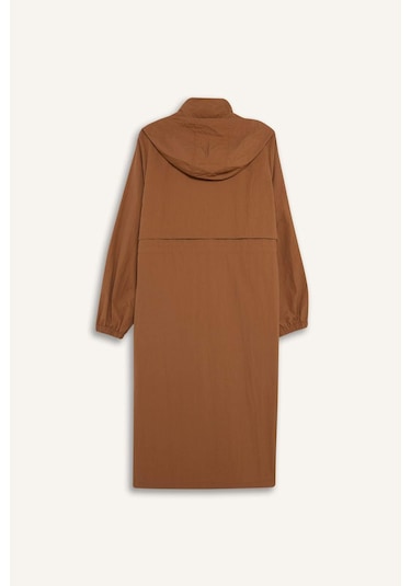 Defacto Regular Fit Kapüşonlu Fermuarlı Uzun Yağmurluk E8554ax25aubn560 Kahve