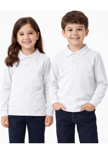 Store Beyaz Polo Yaka Uzunkol T-shirt Beyaz