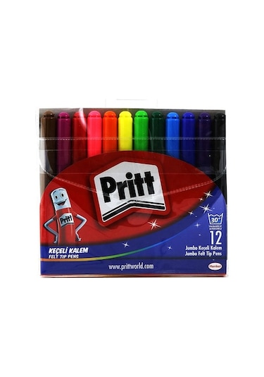 Pritt Jumbo Kalın Uçlu 12 Renk Keçeli Kalem Boya