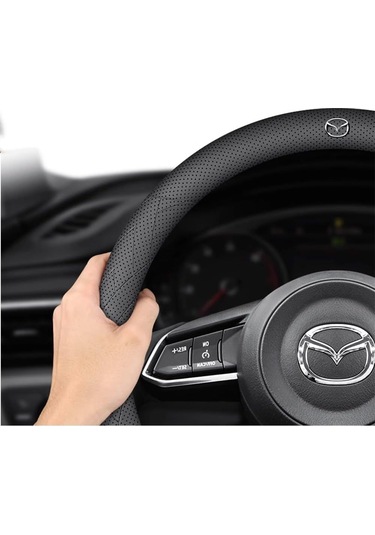 Yifomall Mazda 3 Cx4/5/6 İçin Deri Direksiyon Kılıfı - Kırmızı Düzeltme İşaretli Lüks Tasarım Kırmızı