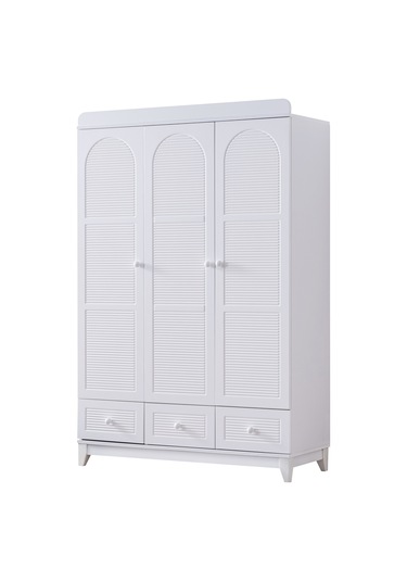 Antalya Çocuk Odası Takımı, Antalya Yavrulu Karyola, Berlin 3 Kapaklı Dolap, Şifonyer - Beyaz Renkli