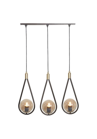 Luzarana Siena 3 Lü Sarı-Eskitme Metal Gövde Bal Rengi Camlı Tasarım... Çok Renkli