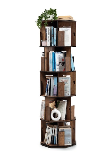 Dk50-vigowood Döner Kitaplık - 5 Kat / Ceviz Ceviz