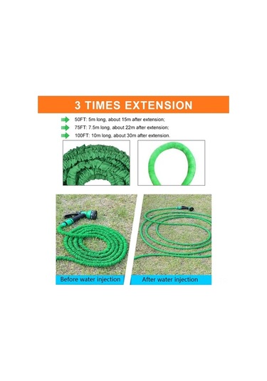 Besthome1 Genişleyici Bahçe Hortumu - 7 Fonksiyonlu Püskürtme Başlığı, 125ft/38m Yüksek Basınçlı Esnek Hortum