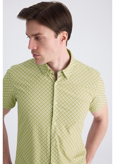 Twn Slim Fit Bej Baskılı Easy Iron Gömlek 4ec02ad042802 Bej