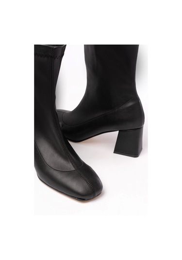 Hc-2700 Siyah Streç Topuklu Fermuarlı Günlük Kadın Bot Siyah