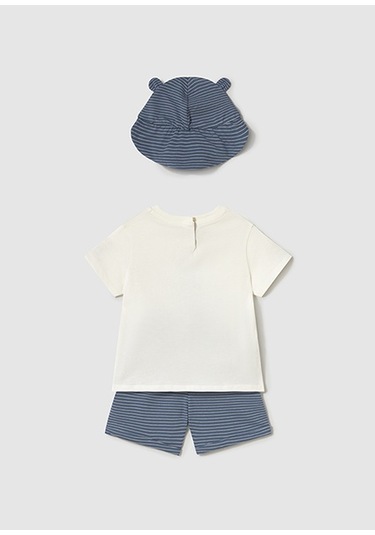 Mayoral 1651 Erkek Bebek Sapkalı T-shırt Şort Set Çok Renkli