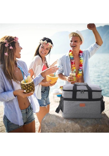 Jialan 35l Büyük Kapasiteli Katlanabilir Soğutucu Çanta gri Gri