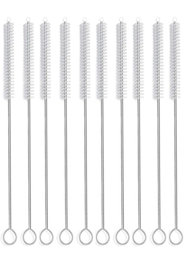 Cc Ggball Uzun Saman Fırçası, Naylon Boru Boru Temizleyici 10-ıhch X 2/5-ınç, 10'lu Set, Şeffaf Beyaz, Paslanmaz Çelikten Yapılmış