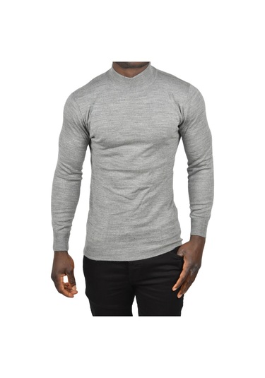 Deepsea Erkek Gri Yarım Balıkçı Yaka Tüylenmeyen İnce Triko Kazak 2505502 Gri