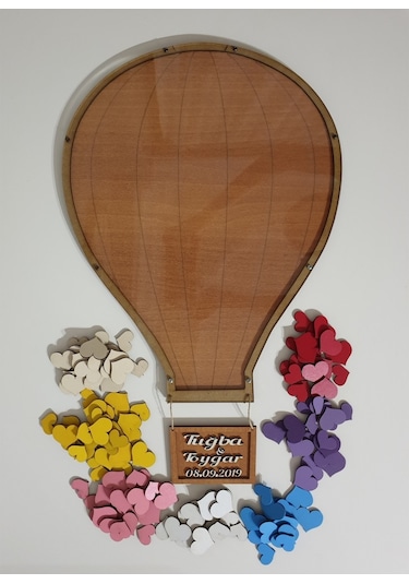 Hdrlazerdizayn Ahşap Balon Model Anı Defteri Pano