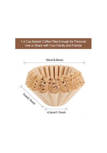 Ruicoo 1-4 Fincan Kahve Filtresi, Doğal Kahverengi Kağıt, Biyobozunur Ve Tek Kullanımlık 100 Adet Diğer