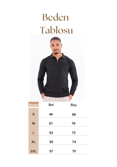 Monox Erkek Yarım Fermuarlı Polo Yaka Triko Kazak Füme