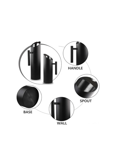 Geeroyoo 1.5l Paslanmaz Çelik Soğuk İçecek Sürahisi, Buz Koruyuculu, Ev Ve Cafe Kullanımı İçin Siyah