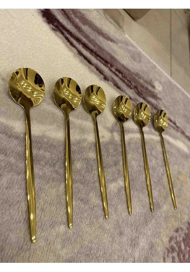 Büro Ev Ofis Mutfağı İçin 6adet Çelik Golden Titanyum Kaplı Çay Kaşığı Seti Diğer