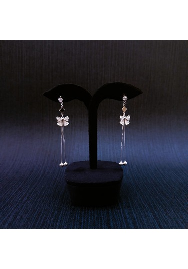 925 Ayar Sallanır Tasarımlı Kurdele Model Kadın Gümüş Küpe -sade Ve Şık Gümüş