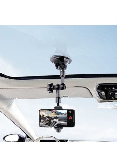 Wondernest 27cm Tekli Vantuzlu Eklemli Sürtünmeli Sihirli Telefon Kelepçesi Montaj Kolu Siyah Çok Renkli