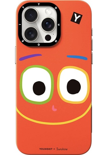 İphone 15 Pro Uyumlu Kılıf Magsafe Özellikli Sunshine Tasarımlı Youngkit Daily Happy Serisi Kırmızı