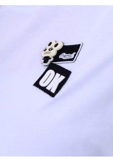 Kız Çocuk Pamuklu Geniş Kesim Kapüşonlu T-shirt-14243 Beyaz