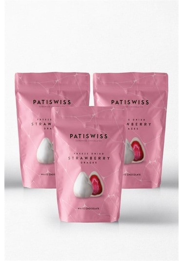 Patiswiss Beyaz Çikolata Kaplı Çilek Draje 3 x 80 G