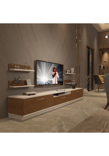 Decoraktiv Trendstyle 270r Slm Tv Ünitesi Tv Sehpası Beyaz - Ceviz