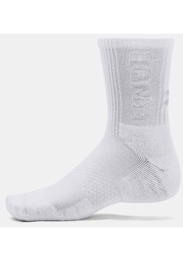 Unisex UA 3-Maker 3’lü Paket Mid-Crew Çorap 1373084-100 Beyaz - Gri