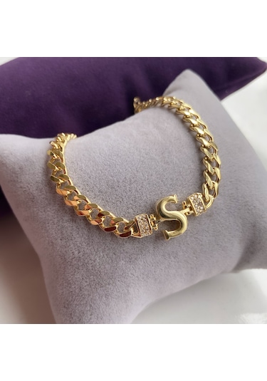 Simurg Jewellery 14 Ayar Altın Kaplamalı Gümüş Harf Bileklik