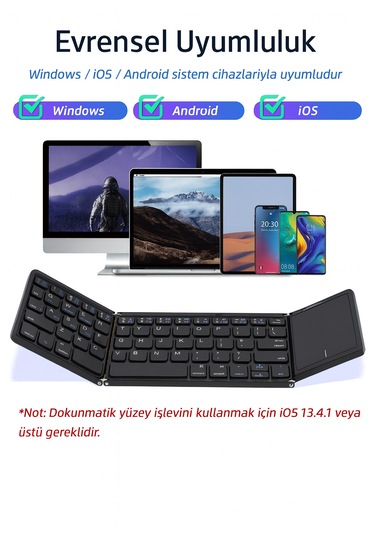 İos Uyumlu Android Tablet Telefon Için Taşınabilir Mini Katlanır Klavye