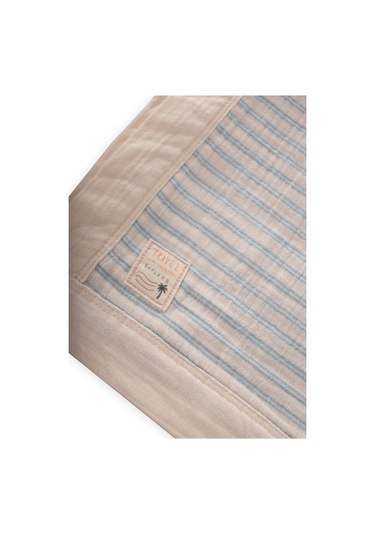 Kalın Biyeli Çift Kat Ham Battaniye 85x90 Cm Mavi Çift Çizgili Mavi