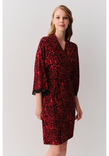 Suwen Splendid Sabahlık Sh2623361595 Kırmızı Desenli