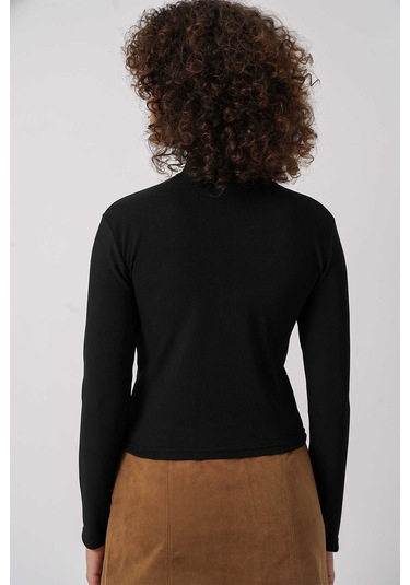 Gabria Taşlı Uzun Kol Bluz Siyah