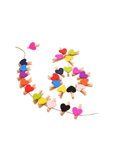Sarı-50 Adet Mini Aşk Kalp Ahşap Mandal Pinza De Madera Mandal Bois Zanaat Klipler Dıy Elbise Po Kağıt Peg Mandal