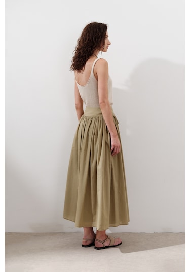 Bağlama Detaylı Geniş Etek Toprak Toprak